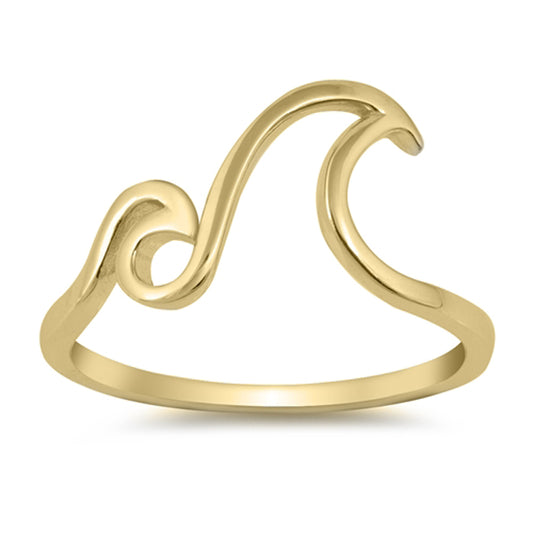 Yellow Gold-Tone Double Wave Love Ring New .925 Sterling Silver Band Sizes 4-10