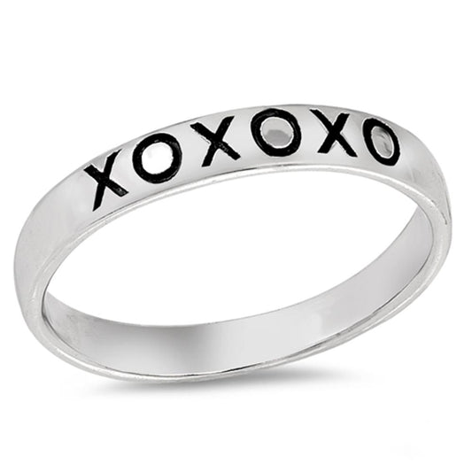 XO Love Kisses Stackable Promise Ring Sterling Silver Friendship Band Sizes 3-10