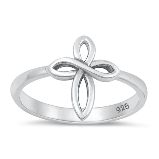 Infinity Love Knot Cross Christian Ring New .925 Sterling Silver Band Sizes 5-10