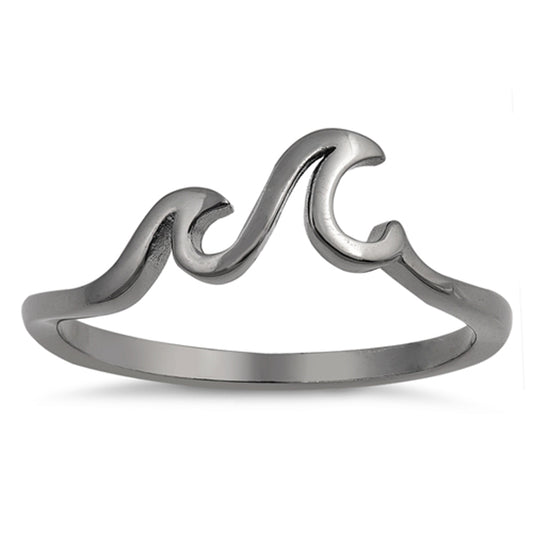 Ocean Triple Wave Sea Thumb Swirl Ring New .925 Sterling Silver Band Sizes 4-10