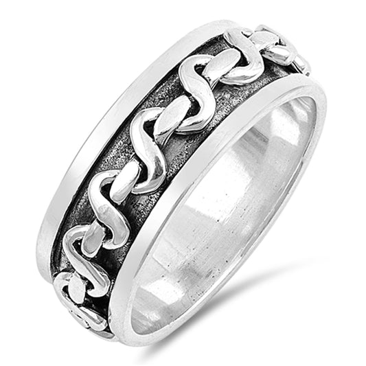 Woven Twisted Knot Criss Cross Ring .925 Sterling Silver Thumb Band Sizes 7-13