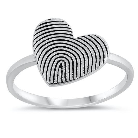 Thumbprint Heart Unique Love Promise Ring .925 Sterling Silver Band Sizes 4-10