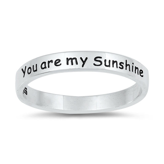 You are my Sunshine Stackable Script Ring .925 Sterling Silver Band Sizes 4-10