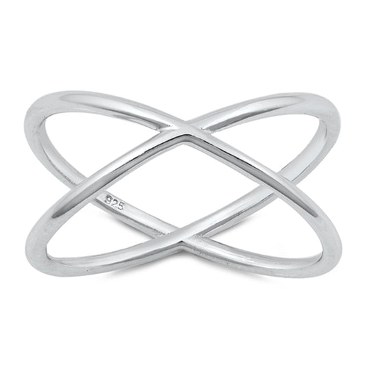X Criss Cross Open Promise Ring New .925 Sterling Silver Band Sizes 4-10