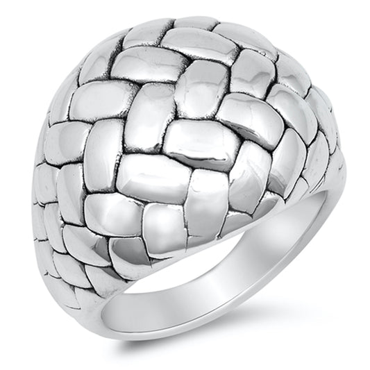 Woven Pebble Texture Chunky Modern Wholesale Ring New .925 Sterling Silver Band Sizes 6-12