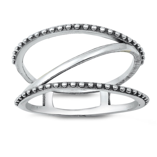 Bali Cage Modern Oxidized Classic Ring New .925 Sterling Silver Band Sizes 5-10