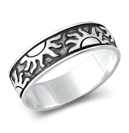 Oxidized Sun Ring New .925 Sterling Silver Band Sizes 5-10