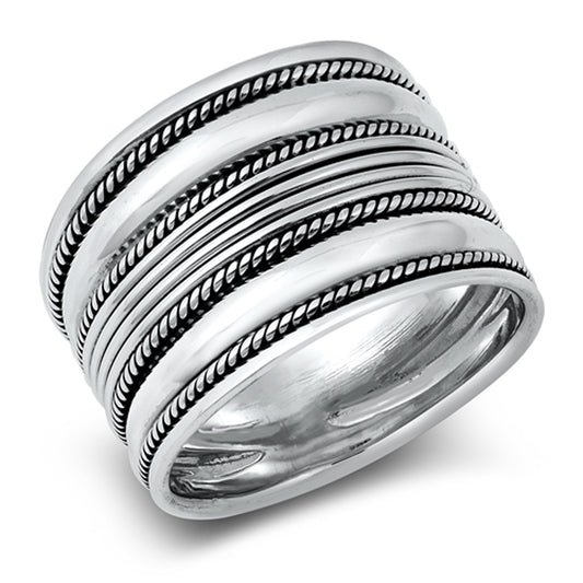 Bold Chunky Bali Style Rope Ring New .925 Sterling Silver Band Sizes 4-10