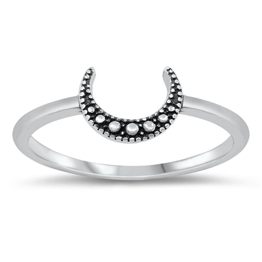 Sterling Silver Bali Moon Ring