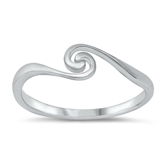 Tiny Elegant Ocean Wave Spiral Ring New .925 Sterling Silver Band Sizes 4-10