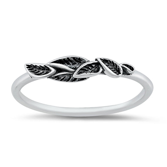 Elegant Stacked Leaf Nature Plant Ring New .925 Sterling Silver Band Sizes 4-10
