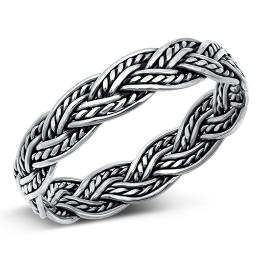 Ornate Woven Braid Celtic Ring New .925 Sterling Silver Band Sizes 6-10