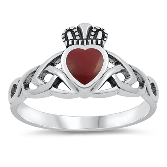 Claddagh Celtic Criss Cross Polished Ring .925 Sterling Silver Band Sizes 5-9