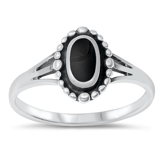 Black Onyx Unique Polished Cutout Ring New .925 Sterling Silver Band Sizes 5-9
