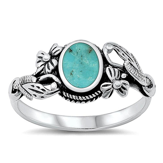 Ornate Turquoise Boho Vintage Style New .925 Sterling Silver Band Sizes 5-10