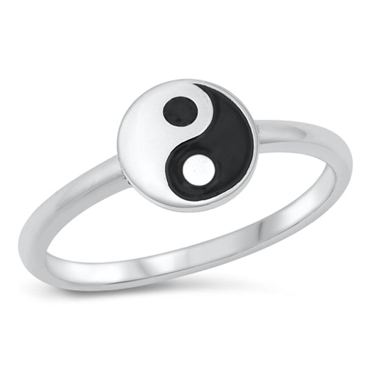 Yin and Yang Taoism Daoism Unique Ring New .925 Sterling Silver Band Sizes 4-10