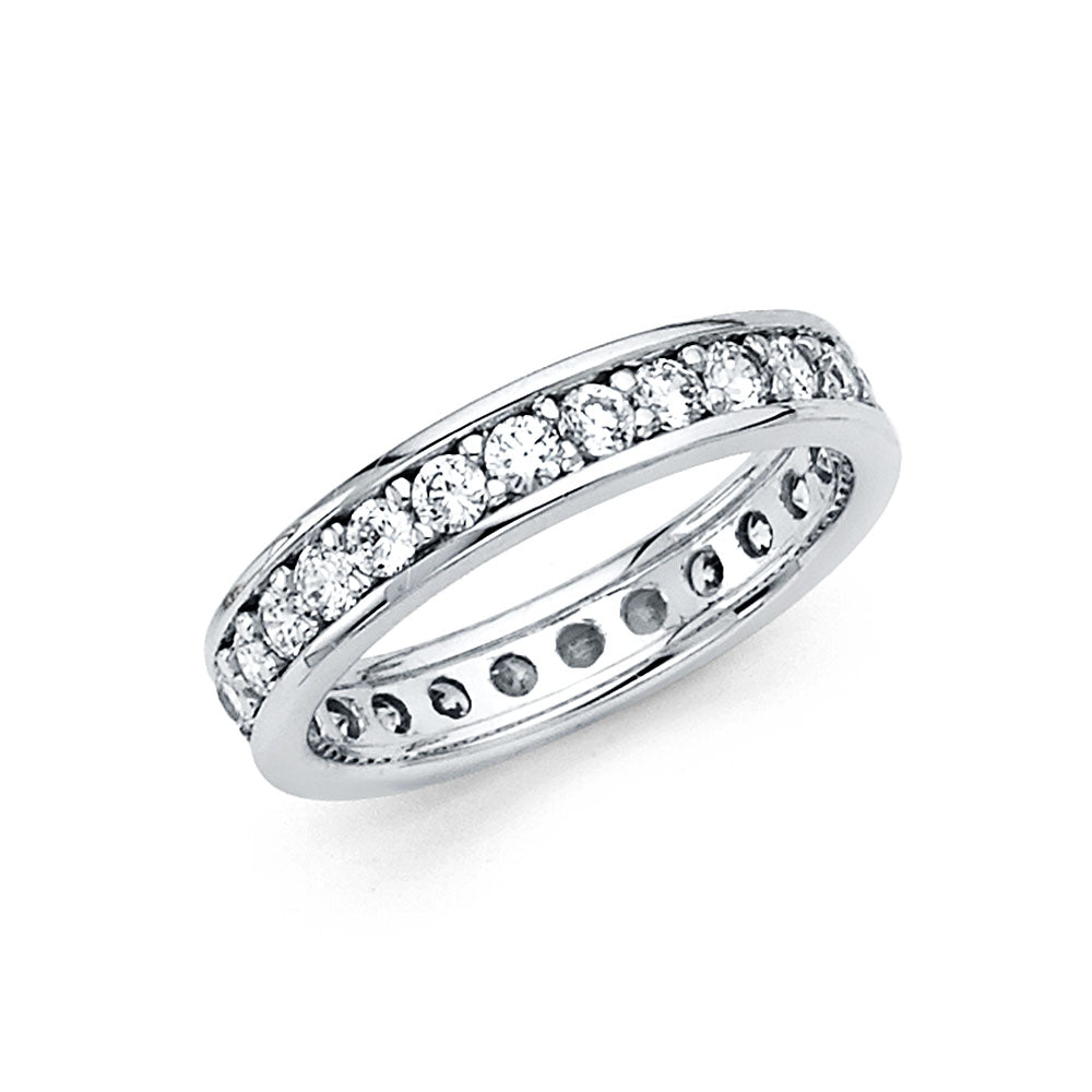 14k White Gold Clear CZ Eternity Stacking Wedding Ring Forever Band Sizes 5-9