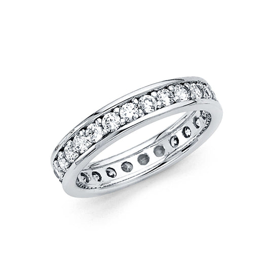14k White Gold Clear CZ Eternity Stacking Wedding Ring Forever Band Sizes 5-9