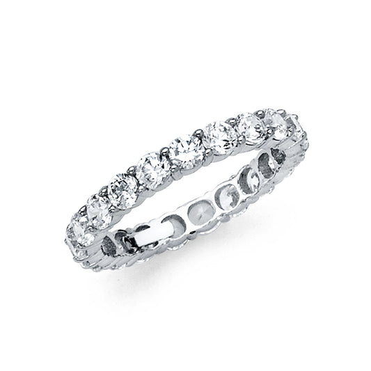 14k White Gold Clear CZ Eternity Stacking Wedding Ring Forever Band Sizes 5-9