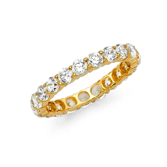 14k Yellow Gold White CZ Eternity Stacking Wedding Ring Forever Band Sizes 5-9