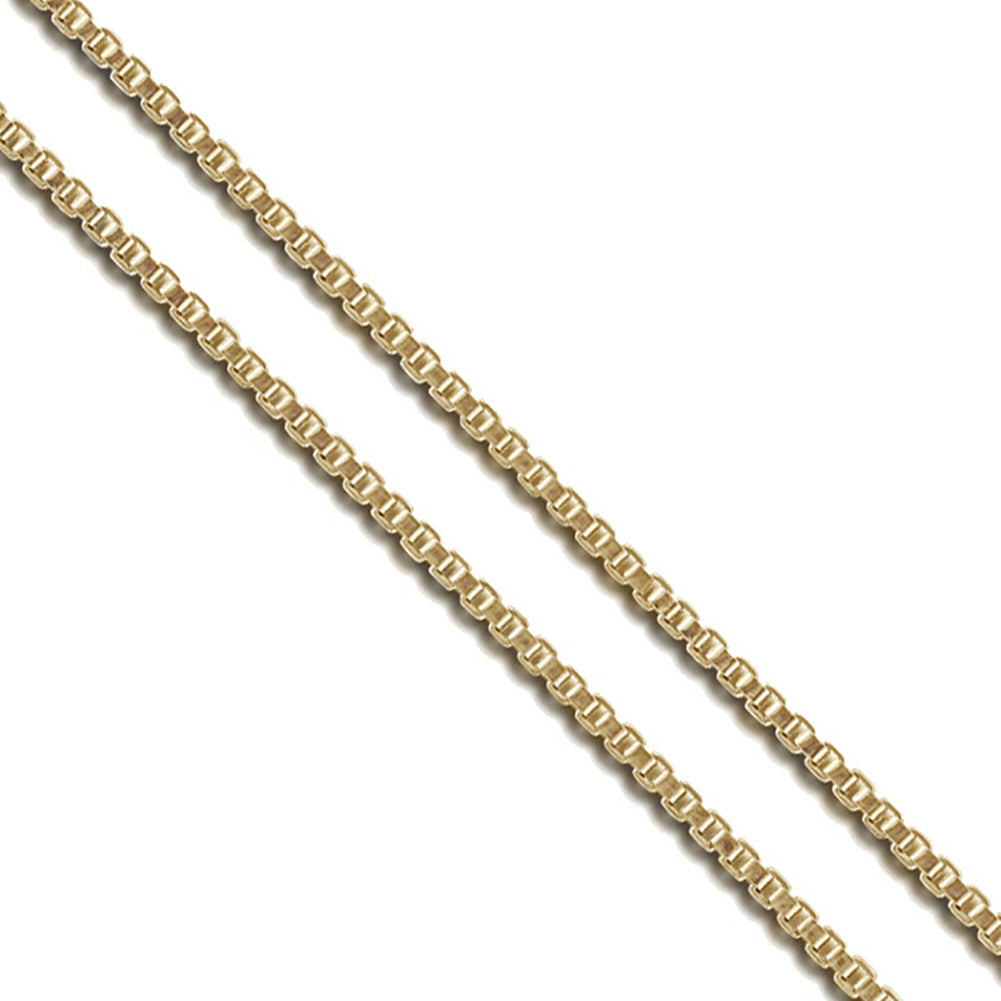 Gold Plated Box Chain 1.4mm New Solid Square Link Necklace