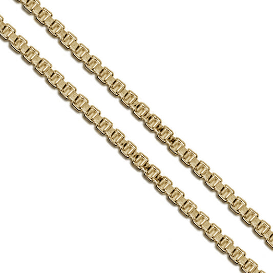 Gold Plated Box Chain 1.9mm New Solid Square Link Necklace
