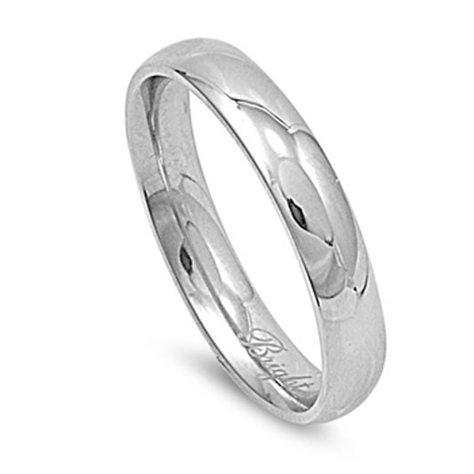 Stainless Steel Band Polished Plain Wedding Ring 316L Surgical 4mm Sizes 3-13