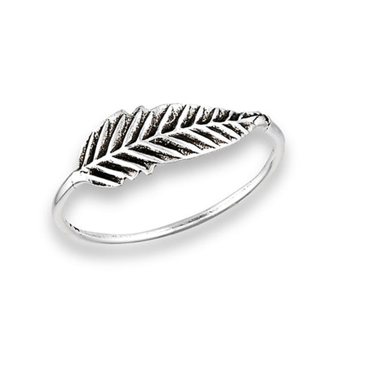 Oxidized Feather Ring New 925 Sterling Silver Detailed Tree Leaf Band Sizes 2-8