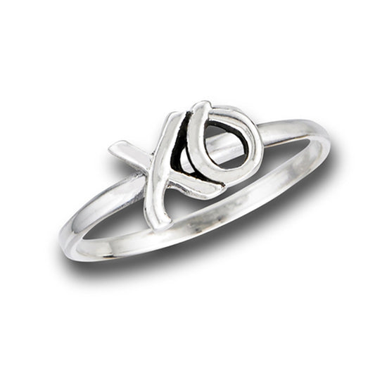 X O Hugs Kisses Promise Love Me Ring New .925 Sterling Silver Band Sizes 6-9