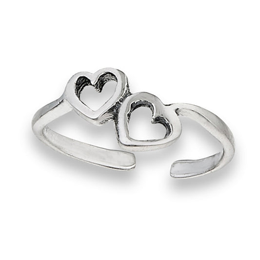 Promise Heart Tiny .925 Sterling Silver Double Midi Toe Ring Band