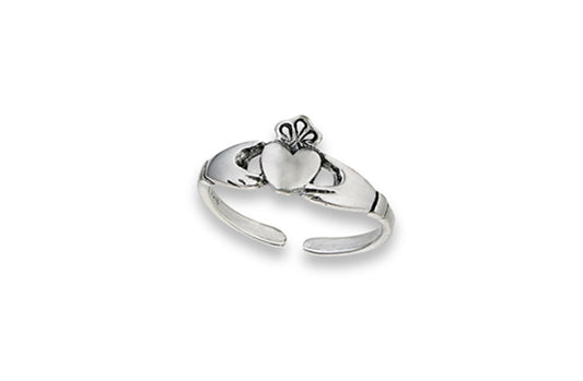 Midi Claddagh Hands .925 Sterling Silver Irish Heart Promise Toe Ring Band