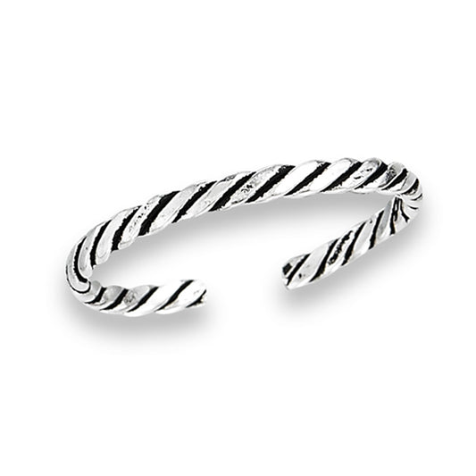 Rope Midi Simple .925 Sterling Silver Traditional Stacking Classic Thin Toe Ring Band