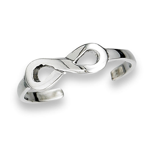 Midi Infinity High Polish .925 Sterling Silver Simple Love Toe Ring Band