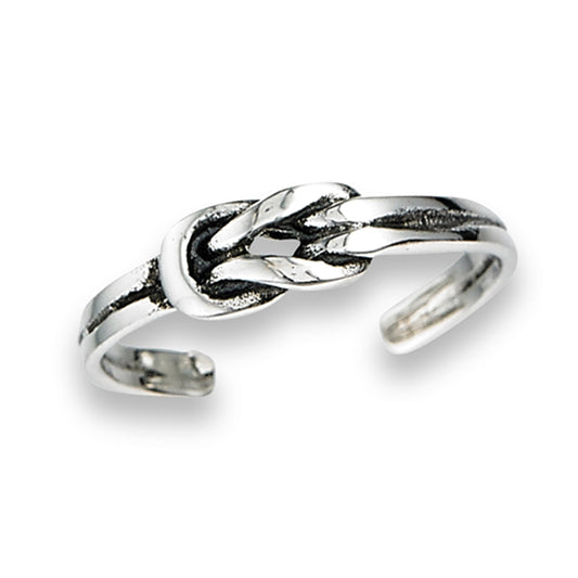 Celtic Knot Weave .925 Sterling Silver Simple Infinity Oxidized Midi Eternity Toe Ring Band