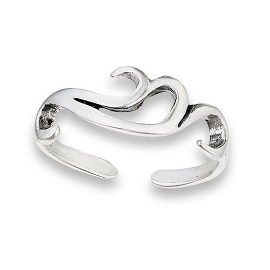 Midi Windy Waves Ocean .925 Sterling Silver Beach Summer Toe Ring Band