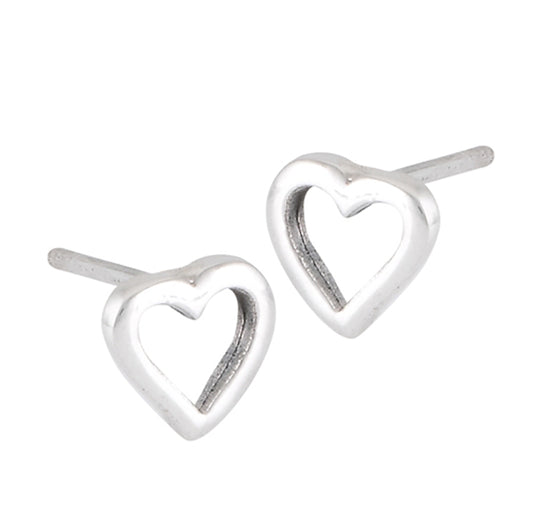 Cutout Heart Tiny High Polish Promise .925 Sterling Silver Open Small Stud Earrings