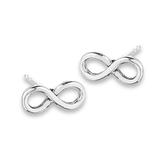 Stud Infinity Simple .925 Sterling Silver High Polish Small Stud Earrings