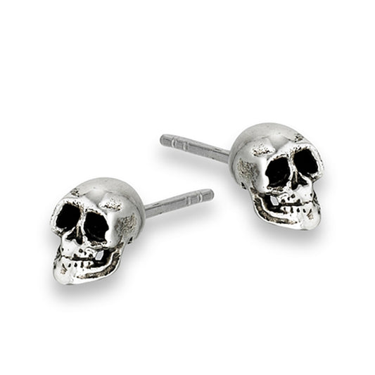 Head Biker Skull Gothic .925 Sterling Silver Dead Stud Earrings
