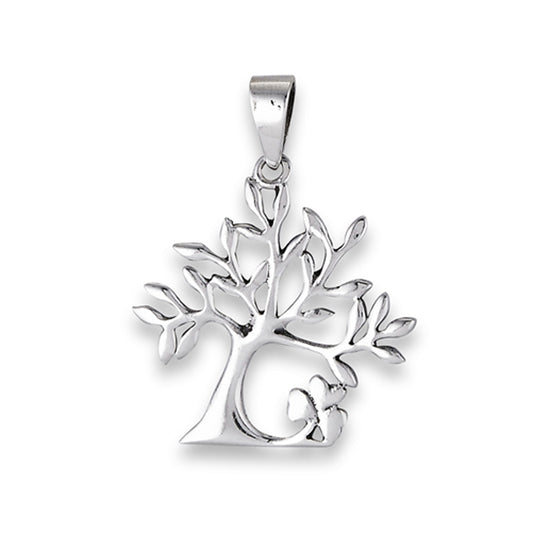 Leaf Tree of Life Pendant .925 Sterling Silver Celtic Nature Branch Flower Charm