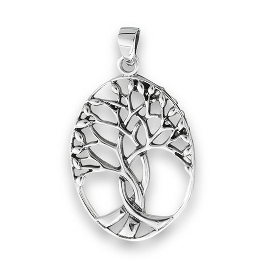 Twisted Tree of Life Pendant .925 Sterling Silver Branch Leaf Knot Criss Cross Charm