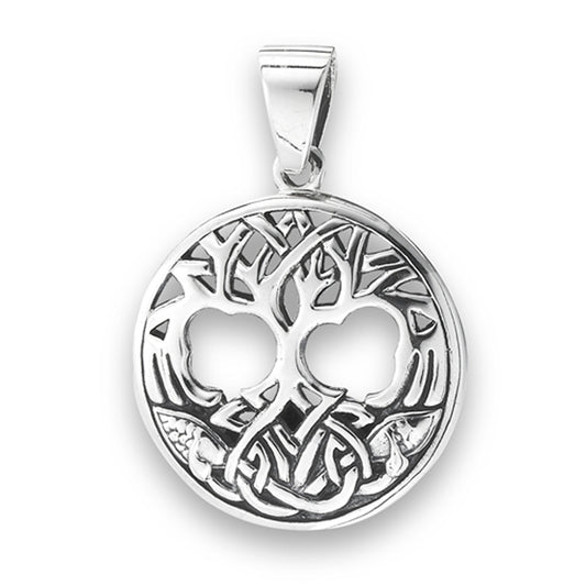 Celtic Tree of Life Pendant .925 Sterling Silver Weave Oxidized Criss Cross Charm