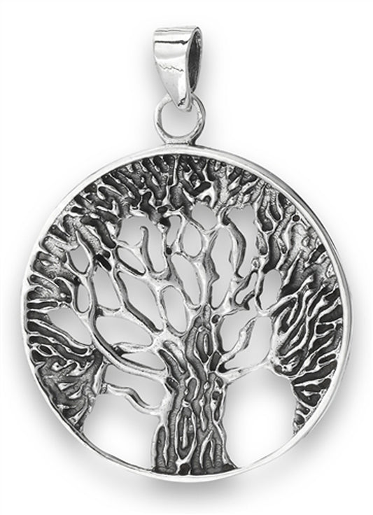 Branch Tree of Life Pendant .925 Sterling Silver Oxidized Trunk Realistic Charm