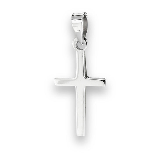 Thin Cross Pendant .925 Sterling Silver Religious Minimal Simple Faith Charm