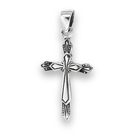 Filigree Cross Pendant .925 Sterling Silver Oxidized Vintage Detailed Charm