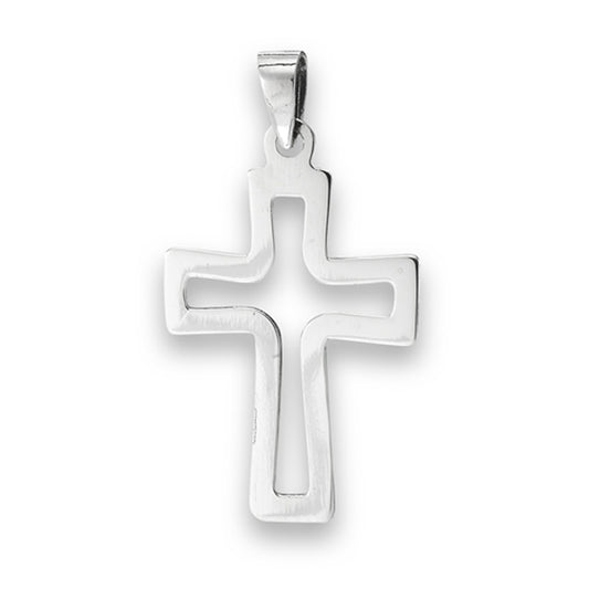 Simple Cross Pendant .925 Sterling Silver Basic Outline Minimalist Open Charm