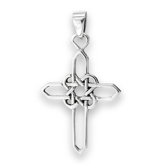 Weave Cross Pendant .925 Sterling Silver Knot Clover Braided Heart Celtic Charm