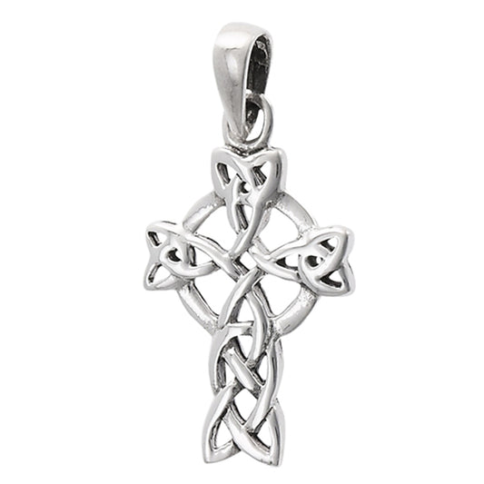 Celtic Cross Pendant .925 Sterling Silver Circle Viking Twisted Medieval Charm