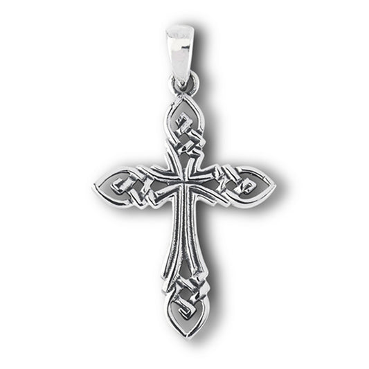 Ornate Cross Pendant .925 Sterling Silver Knot Braided Victorian Woven Charm