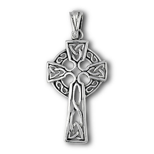 Cross Celtic Pendant .925 Sterling Silver Renaissance Traditional Trinity Charm