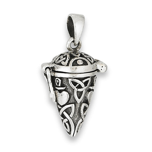 Hinged Celtic Pendant .925 Sterling Silver Heart Hinged Oxidized Open Charm